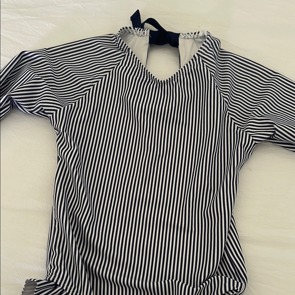 Black and White Long Sleeve Tie Front One Piece